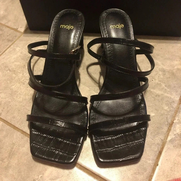 Maje Farrie Croc-Effect leather sandals Size 7 - Picture 9 of 15